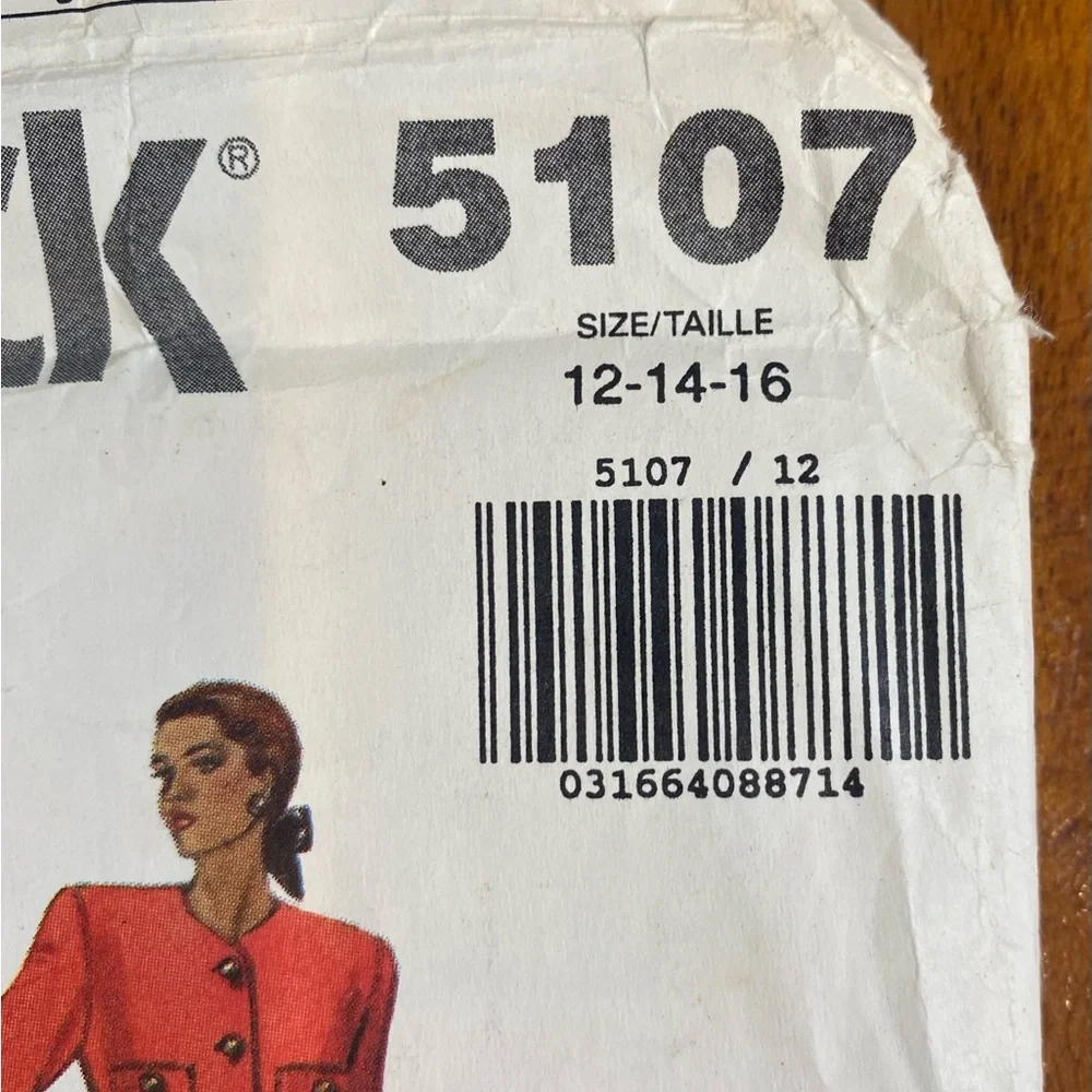 VINTAGE Butterick 5107 Evan Picone Jacket and Skirt sewing pattern Size 12-14-16